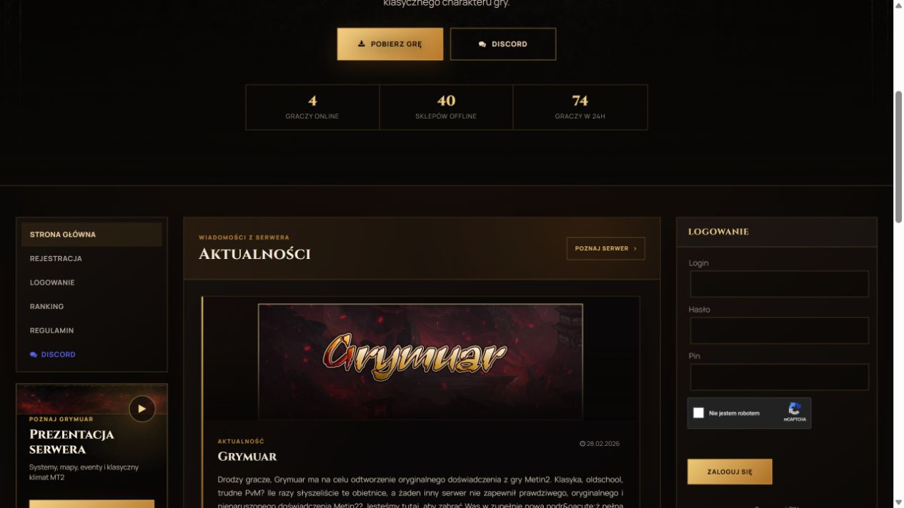 Oficjalna sekcja aktualności serwera Grymuar
