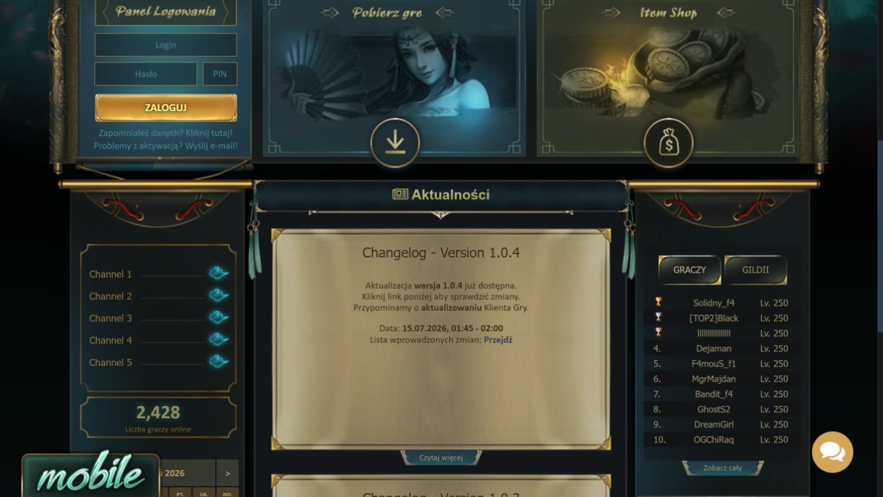 Oficjalna aktualność PandoraMT2 z changelogiem wersji 1.0.4
